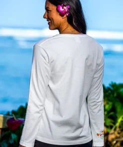 Island Tides - White Long Sleeve Crewneck T-Shirt