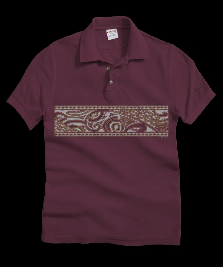 Island Tribal Band - Wine Dyed Short Sleeve Oceanfront Polo Shirt