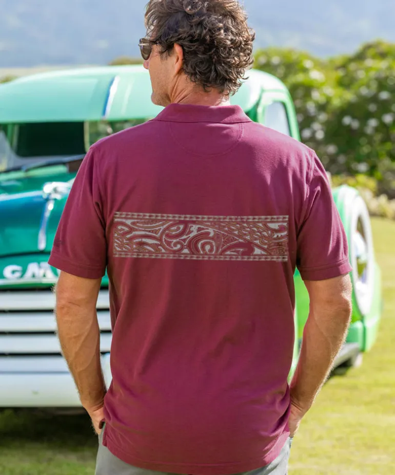 Island Tribal Band - Wine Dyed Short Sleeve Oceanfront Polo Shirt
