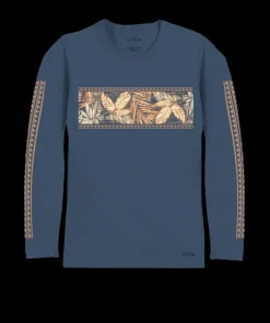 Island Tropical Band - Blue Steel Long Sleeve Pima T-Shirt