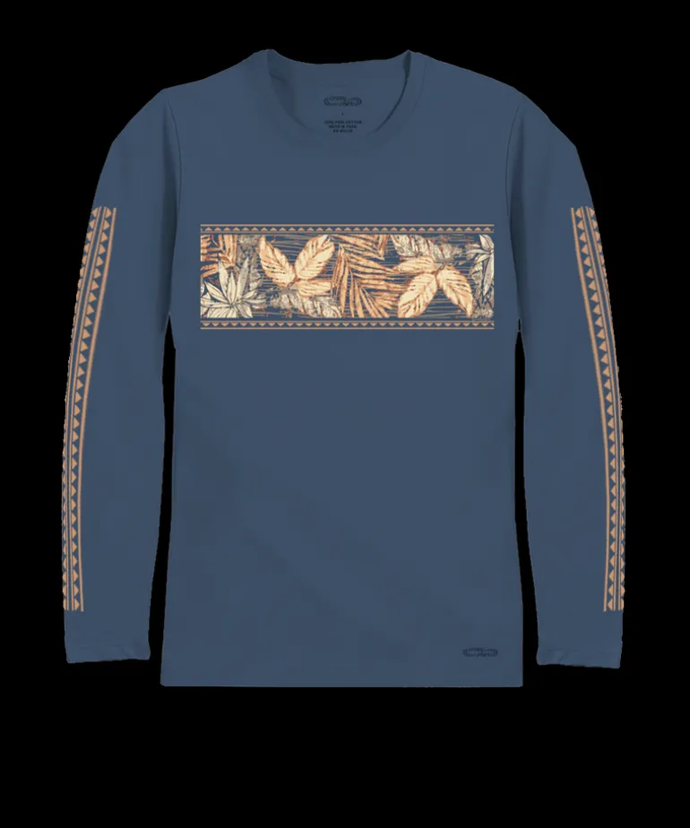 Island Tropical Band - Blue Steel Long Sleeve Pima T-Shirt