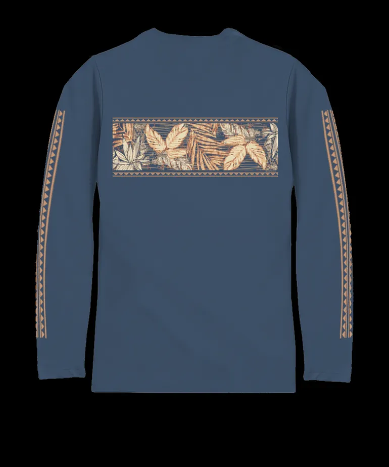 Island Tropical Band - Blue Steel Long Sleeve Pima T-Shirt
