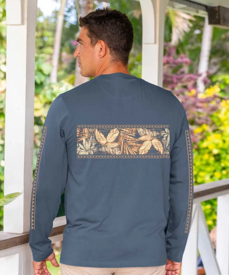 Island Tropical Band - Blue Steel Long Sleeve Pima T-Shirt