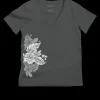 Kalei - Graphite Short Sleeve Pima V-Neck T-Shirt