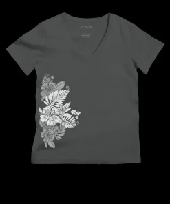 Kalei - Graphite Short Sleeve Pima V-Neck T-Shirt