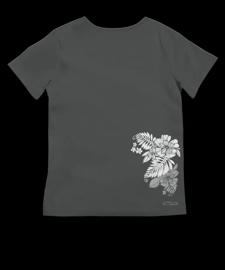 Kalei - Graphite Short Sleeve Pima V-Neck T-Shirt