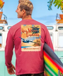 Key West Express - Paradise Red Dyed Long Sleeve Crewneck T-Shirt