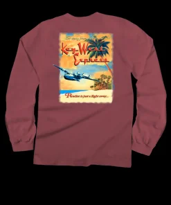 Key West Express - Paradise Red Dyed Long Sleeve Crewneck T-Shirt
