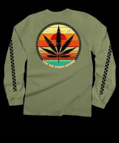 Leaf The Stress Behind - Hemp Dyed Long Sleeve Crewneck T-Shirt