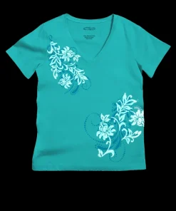 Leihua - Ocean Short Sleeve Pima V-Neck T-Shirt