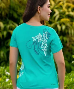 Leihua - Ocean Short Sleeve Pima V-Neck T-Shirt