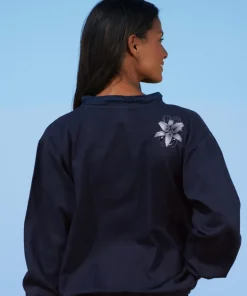 Lilies - Navy Long Sleeve Lightweight Pullover