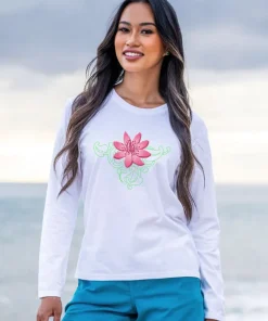 Lily Tattoo - White Long Sleeve Crewneck T-Shirt