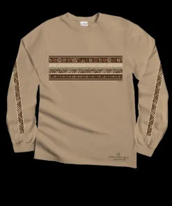 Linear Hawaiian Band - Kona Coffee Dyed Long Sleeve Crewneck T-Shirt