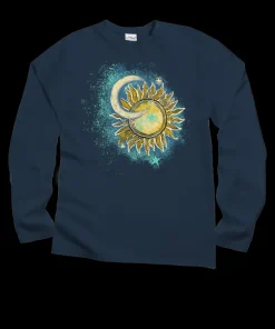 Luna Sol - Navy Long Sleeve Crewneck T-Shirt