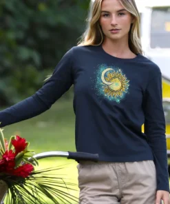 Luna Sol - Navy Long Sleeve Crewneck T-Shirt