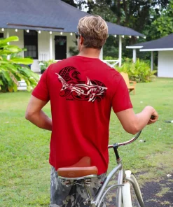 Mano A Mano Ekahi Vertical - Rugby Red Short Sleeve Pima T-Shirt
