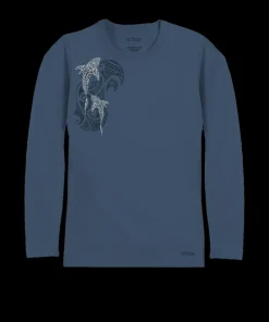 Mano A Mano Ekolu Vertical - Blue Steel Long Sleeve Pima T-Shirt