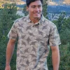 Manta Current - Tan Short Sleeve Hawaiian Polo Shirt