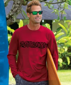 Maori Band - Rugby Red Long Sleeve Pima T-Shirt