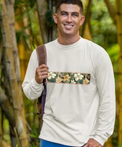 Masculine Floral Band - Coconut Dyed Long Sleeve Crewneck T-Shirt