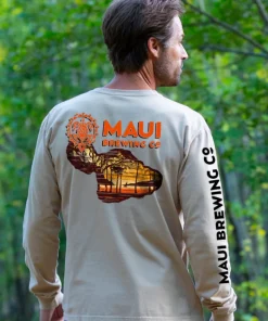 Maui Brewing Co Retro Sunset - Kona Coffee Dyed Long Sleeve Crewneck T-Shirt