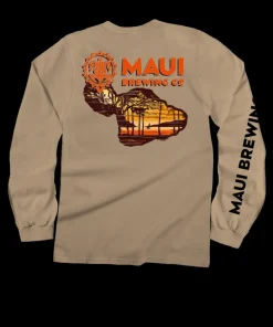 Maui Brewing Co Retro Sunset - Kona Coffee Dyed Long Sleeve Crewneck T-Shirt