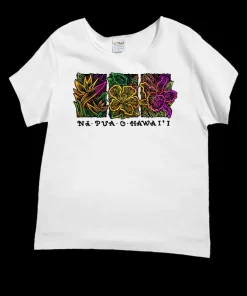 Na Pua Hawaii - White Short Sleeve Scoop Neck T-Shirt