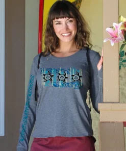 Nahele Honu - Gray Heather Long Sleeve Harmony Hooded T