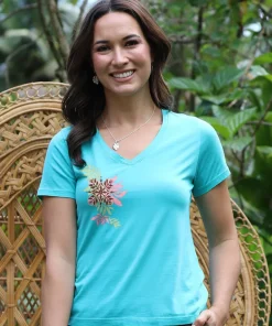Nonohi Pua - Ocean Short Sleeve Pima V-Neck T-Shirt