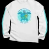 Ocean Blue - White Long Sleeve Crewneck T-Shirt