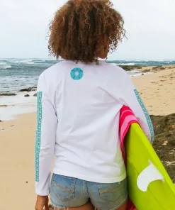 Ocean Blue - White Long Sleeve Crewneck T-Shirt
