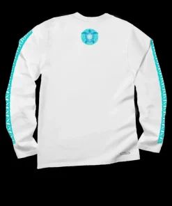 Ocean Blue - White Long Sleeve Crewneck T-Shirt