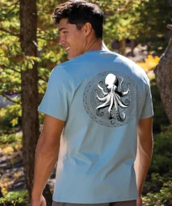 Octopus Tribal Circle - Cool Blue Short Sleeve Pima T-Shirt