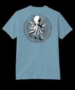 Octopus Tribal Circle - Cool Blue Short Sleeve Pima T-Shirt