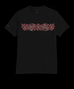 Outline Tribal Hibiscus - Jet Black Short Sleeve Pima T-Shirt