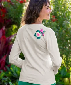 Pacific In Bloom - Coconut Dyed Long Sleeve Crewneck T-Shirt