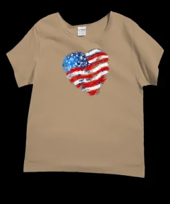 Painted Heart Flag - Kona Coffee Dyed Short Sleeve Scoop Neck T-Shirt