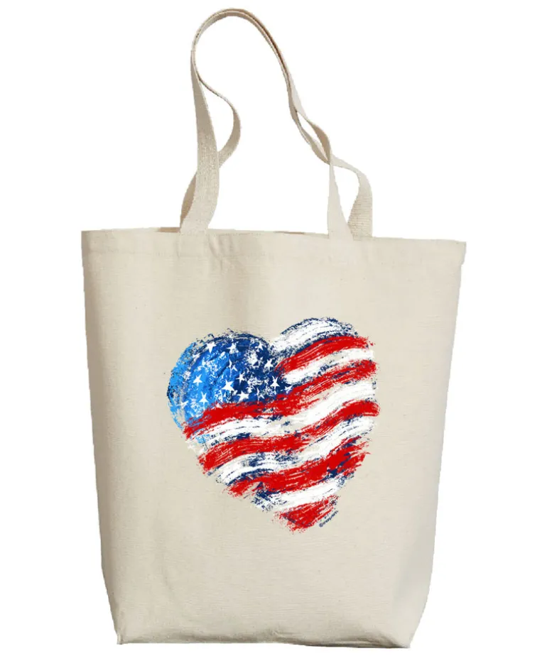 Painted Heart Flag - Natural Weekend Tote
