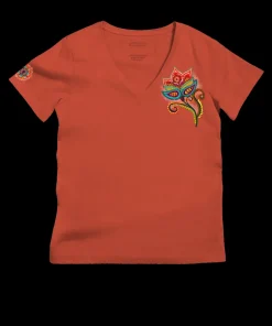 Paisley Floral - Paprika Short Sleeve Pima V-Neck T-Shirt