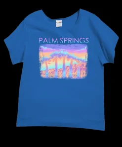 Pastel Palms - Blue Hawaii Dyed Short Sleeve Scoop Neck T-Shirt