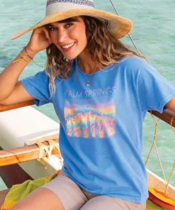 Pastel Palms - Blue Hawaii Dyed Short Sleeve Scoop Neck T-Shirt