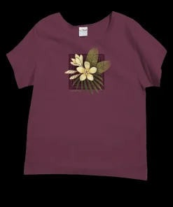 Plumeria Center - Wine Dyed Short Sleeve Scoop Neck T-Shirt