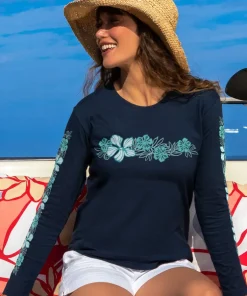 Pua Lani Band - Navy Long Sleeve Crewneck T-Shirt
