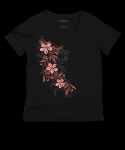 Pupukea Falls - Jet Black Short Sleeve Pima V-Neck T-Shirt