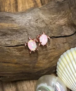 Pura Vida Rose Gold Opal Sea Turtle Earrings