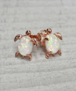 Pura Vida Rose Gold Opal Sea Turtle Earrings