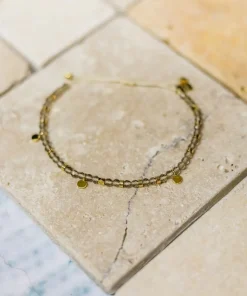 Pura Vida Smokey Quartz Gold Beaded Bracelet