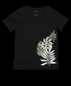 Rainforest Lei - Jet Black Short Sleeve Pima V-Neck T-Shirt