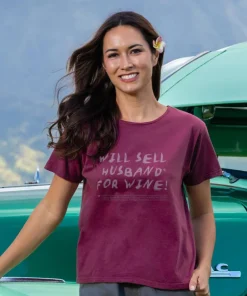 Sell 4 Wine - Wine Dyed Short Sleeve Scoop Neck T-Shirt